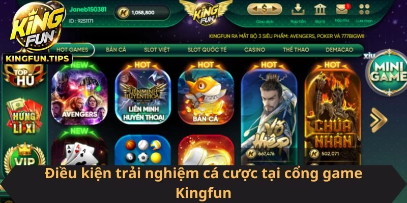 Điều kiện trải nghiệm cá cược tại cổng game Kingfun